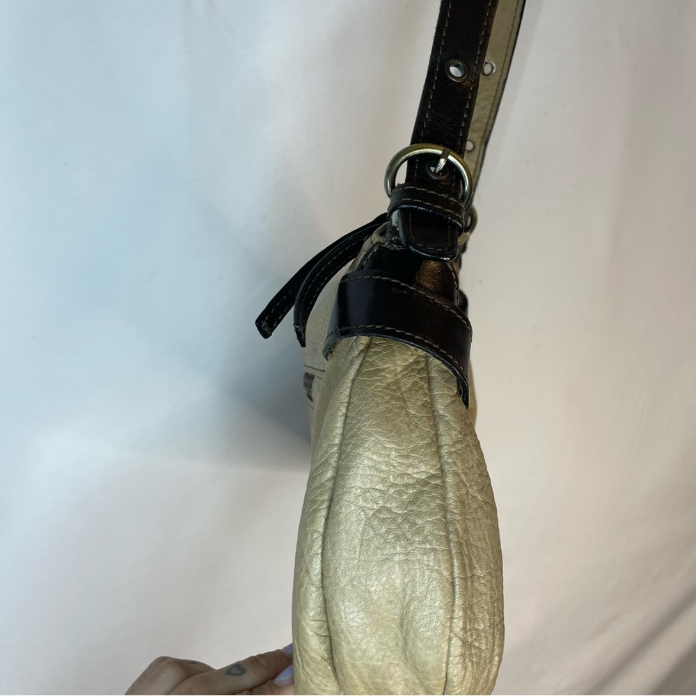 y2k THE TREND leather shoulder bag Italian made purse buckle detail baguette - Picture 4 of 16